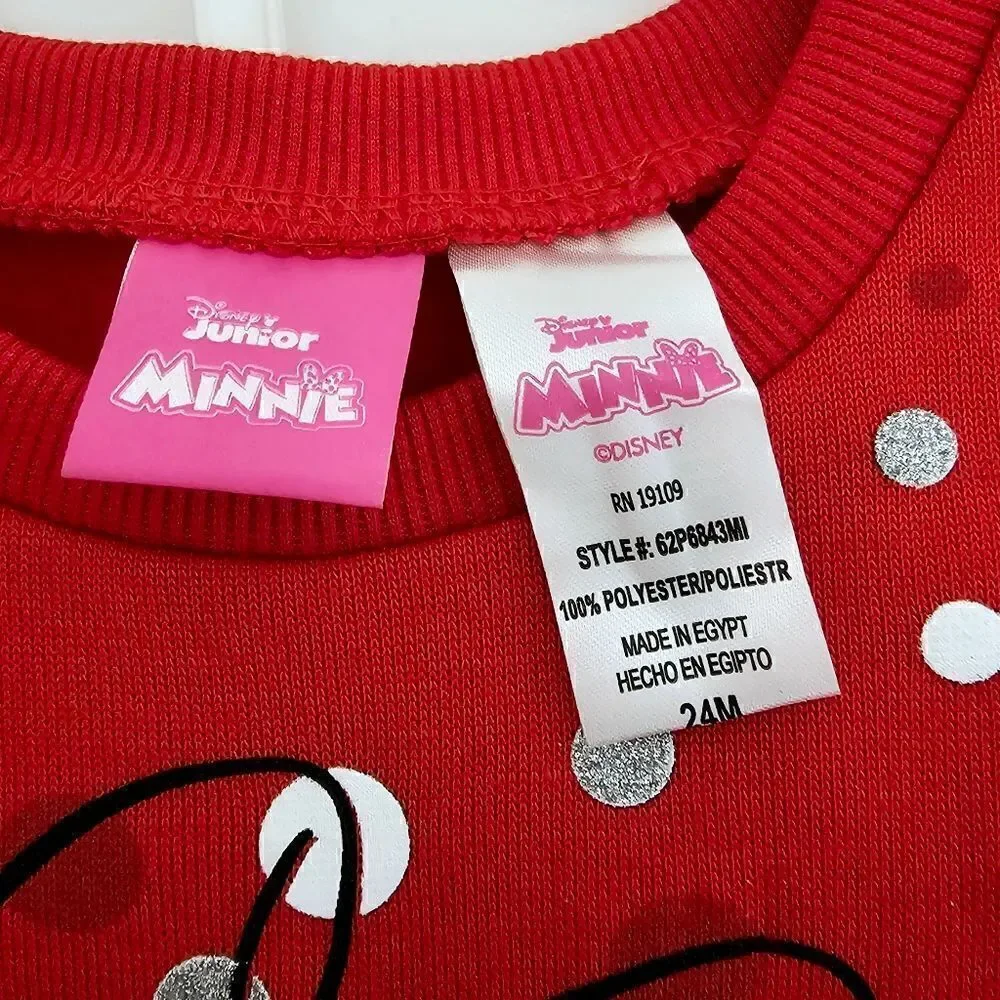 New! Disney Minnie Mouse Ruffle Sweatshirt Leggings Baby Girl Matching Set